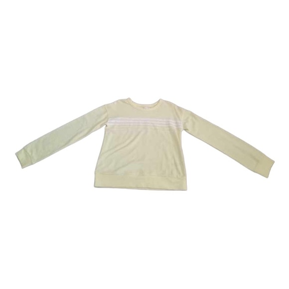 𝅺MELROSE & Market Soft Yellow Striped Sweatshirt Size L - Picture 1 of 2
